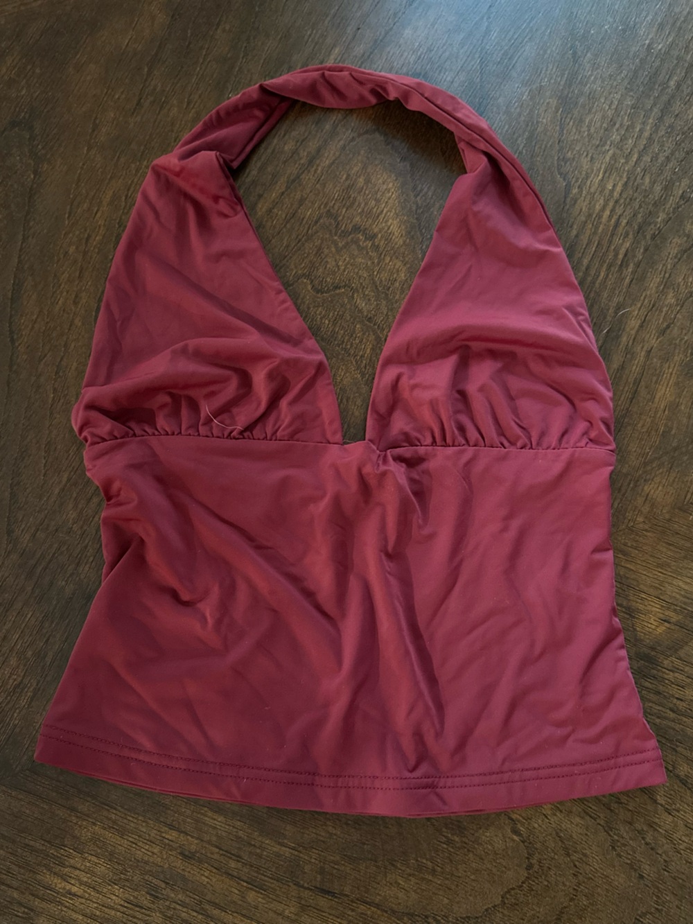 Burgundy Ruched Halter Top
